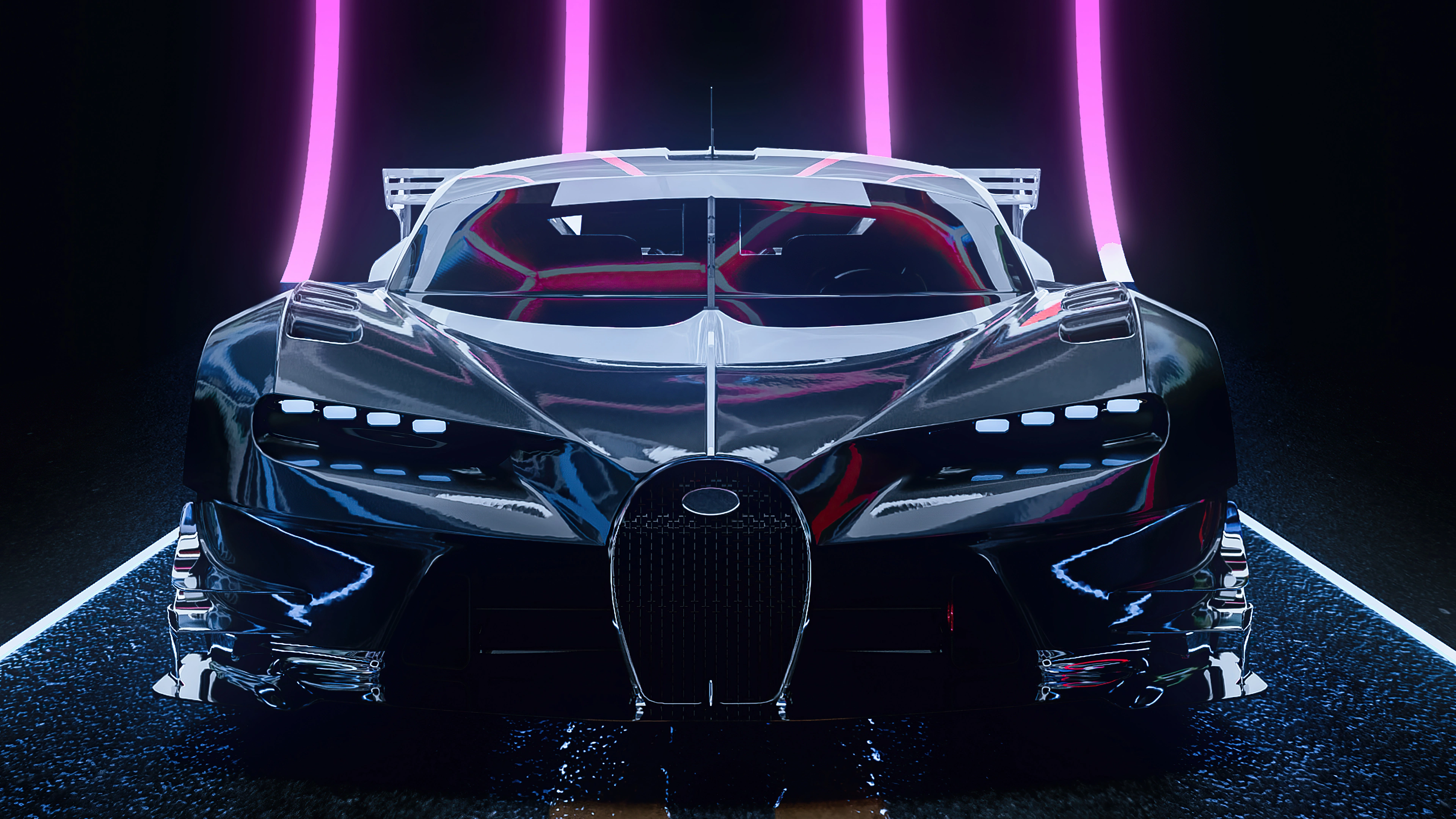 A blue Bugatti Chiron